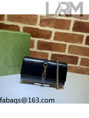 Gucci Jackie 1961 Leather Chain Wallet 652681 Black 2022