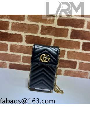 Gucci GG Marmont Chevron Leather Mini Bag 672251 Black 2022