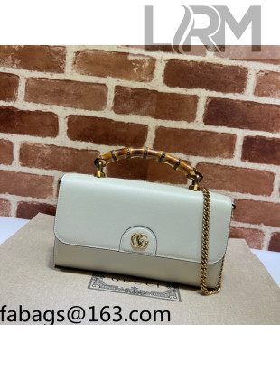 Gucci Bamboo Leather Small Bag 675794 White 2022