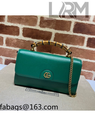Gucci Bamboo Leather Small Bag 675794 Green 2022