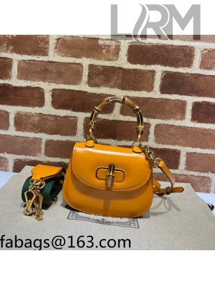 Gucci Leather Mini Top Handle Bag with Bamboo 686864 Marigold Yellow 2022