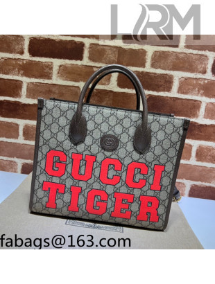Gucci Tiger Print GG Canvas Small Tote bag ‎659983 Beige/Red/Brown 2022