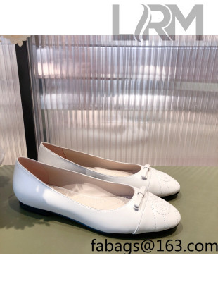 Gucci Leather Bow Ballet Flat White 2022 10