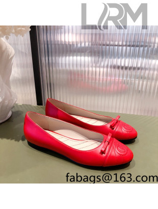 Gucci Leather Bow Ballet Flat Red 2022 05