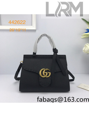 Gucci GG Marmont Medium Top Handle Bag in Grainy Calfskin 442622 Black 2022