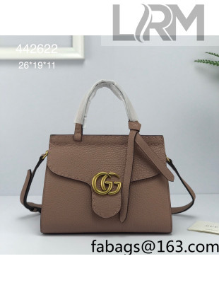 Gucci GG Marmont Medium Top Handle Bag in Grainy Calfskin 442622 Nude 2022