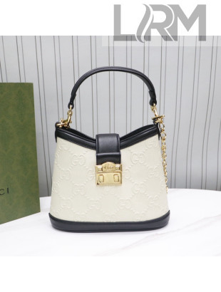 Gucci Small GG Leather Shoulder Bag 675788 White 2022