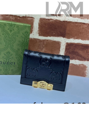 Gucci GG Leather Card Case Wallet 676150 Black 2022