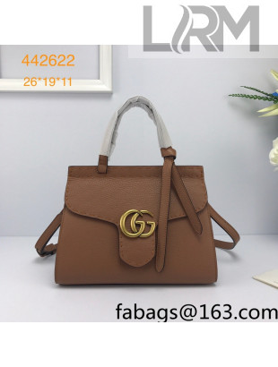 Gucci GG Marmont Medium Top Handle Bag in Grainy Calfskin 442622 Light Brown 2022