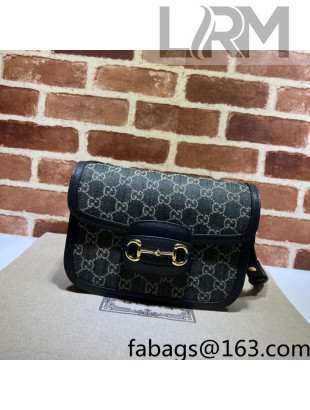Gucci Horsebit 1955 Shoulder Bag in Black GG Denim Jacquard 602204 2022