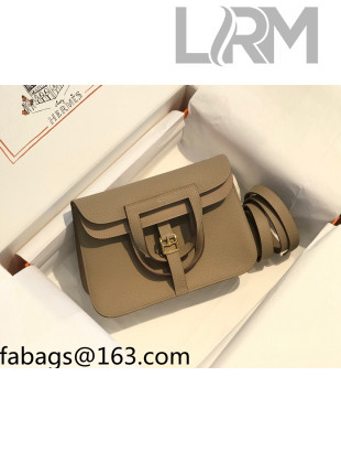 Hermes Halzan 25cm Bag in Togo Calfskin Leather Dove Grey/Gold 2021 08