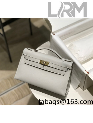 Hermes Kelly Pochette Bag 22cm Pearly Grey/Gold 2022 15