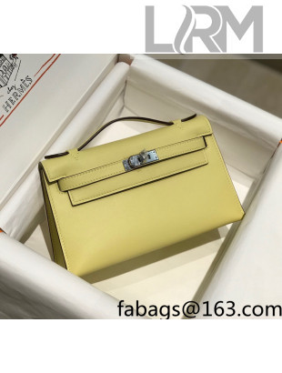 Hermes Kelly Pochette Bag 22cm Chick Yellow/Silver 2022 18