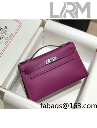 Hermes Kelly Pochette Bag 22cm Actiniae Purple//Silver 2022 01