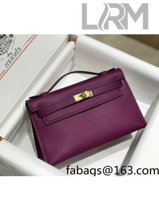 Hermes Kelly Pochette Bag 22cm Actiniae Purple/Gold 2022 02