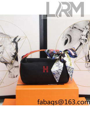 Hermes Trousse Bride-A-Brace Canvas Case/Top Handle Bag Black 2022