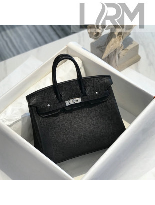 Hermes Birkin 25cm Bag in Togo Calfskin Black/Silver 2022