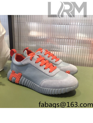 Hermes Bouncing Calfskin and Suede Sneakers Grey/Orange 2022 032571