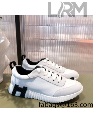 Hermes Bouncing Calfskin and Suede Sneakers White/Black 2022 032573