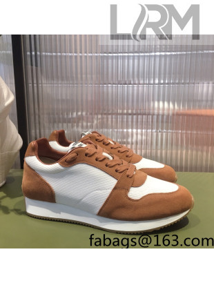 Hermes Escape Fabric and Suede Sneakers White/Brown 2022 032565