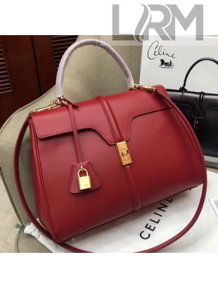 Celine Smooth Calfskin Medium 16 Bag Red 2019
