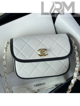 Chanel Grained Calfskin Mini Messenger Bag AS2465 White 2021