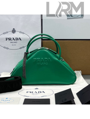 Prada Leather Triangle top Handle Bag 1BB082 Green 2022 