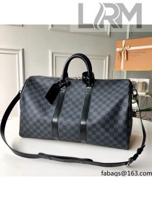 Louis Vuitton Keepall Bandouliere 45 Travel Bag in Black Damier Canvas N41418 2021