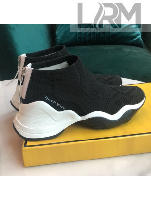 Fendi FFluid Knit Jacquard Zip Sneakers Black 2019
