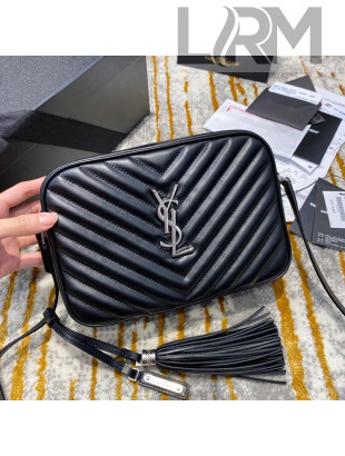 Saint Laurent Lou Camera Shoulder Bag in Quilted Leather 520534 Black/Silver 2020