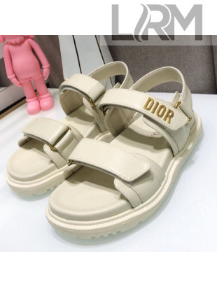 Dior DiorAct Calfskin Flat Strap Sandals White 2021