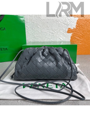 Bottega Veneta The Mini Pouch Crossbody Bag in Woven Lambskin in Thunder Grey 2022