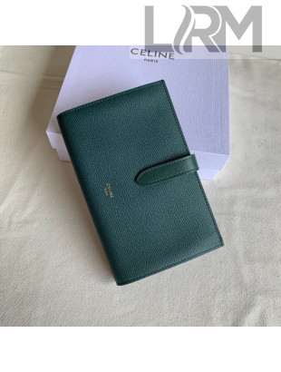 Celine Palm-Grained Leather Large Strap Wallet Green 2022 13