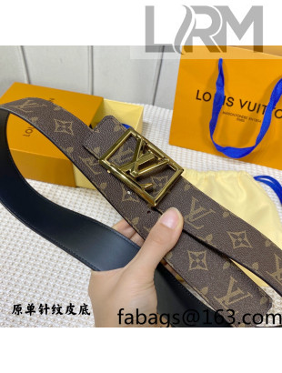 Louis Vuitton Monogram Canvas Belt 4cm with Framed LV Buckle Black Leather/Shiny Gold 2021 02