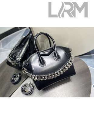 Givenchy Small Antigona Chain Bag in Box Leather Black 2022