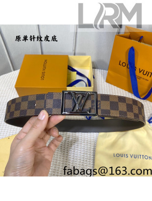Louis Vuitton Damier Ebene Canvas Belt 4cm with Framed LV Buckle Brown/Black 2021 06
