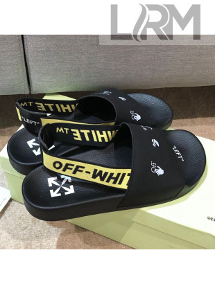 Off - White Men's Flat Sandals Black/Yellow 2021 01