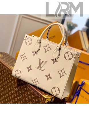 Louis Vuitton OnTheGo MM Tote Bag in Giant Monogram Leather M45495 White/Beige 2021