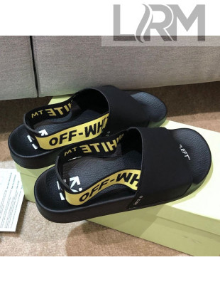 Off - White Men's Flat Sandals Black/Yellow 2021 02