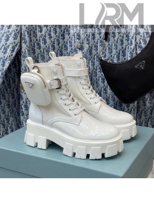 Prada Monolith Brushed Rois Leather and Nylon Boots Off-white 2021