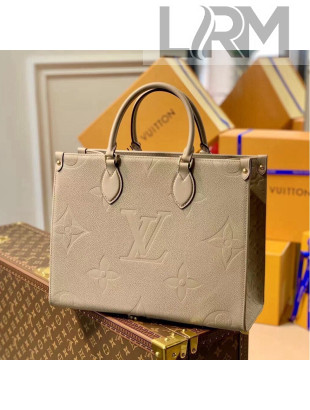 Louis Vuitton OnTheGo MM Tote Bag in Monogram Leather M45607 Beige 2021