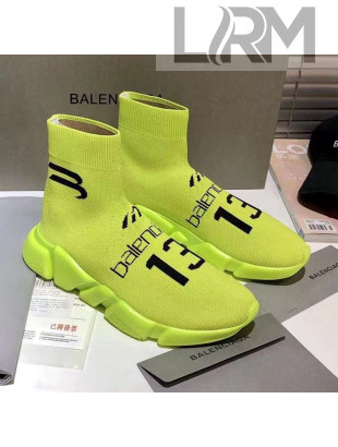 Balenciaga Speed Knit 13 Sock Short Boots Neon Green 2021