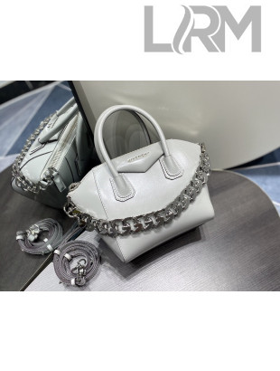 Givenchy Mini Antigona Chain Bag in Box Leather White 2022