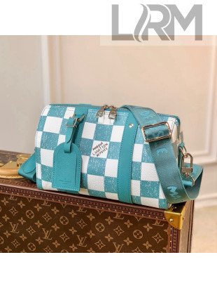 Louis Vuitton Men's City Keepall Bag in Damier Leather Teal N50076 Green 2021
