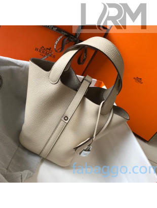 Hermes Picotin Lock Bag 18cm in Togo Calfskin White/Silver 2020