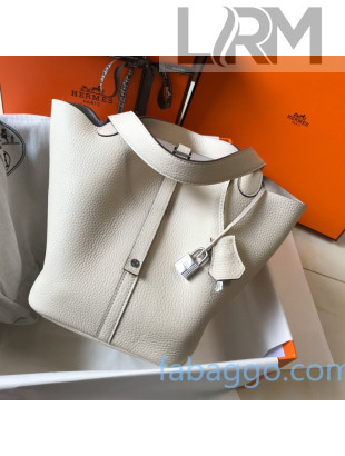 Hermes Picotin Lock Bag 22cm in Togo Calfskin White/Silver 2020