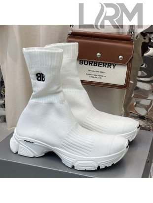 Balenciaga Speed 3.0 Knit Sock Short Boots White 2021