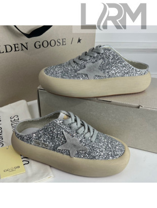 Golden Goose GGDB Space-Star Sabot Sneakers in Silver Glitter 2022 02