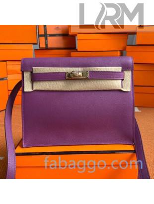 Hermes Kelly Danse Backpack in Evercolor Leather Purple/Gold 2020