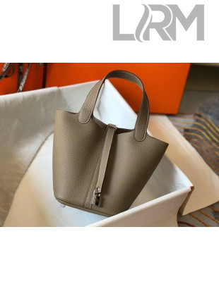 Hermes Picotin Lock Bag 18cm in Togo Calfskin Grey Dove/Silver 2020
